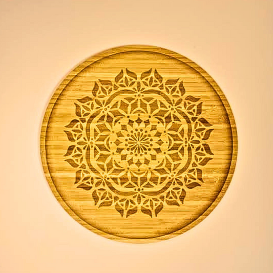 Assiette en bambou mandala foncé
