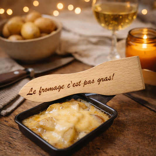 Spatule à raclette "La fromage c'est pas gras !"